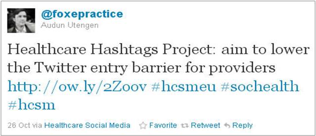 FoxePractice tweet from first day of healthcare hashtag project