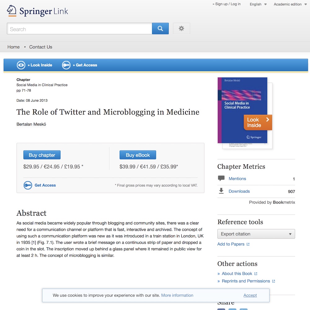 Healthcare social media research published in January 26, 2016