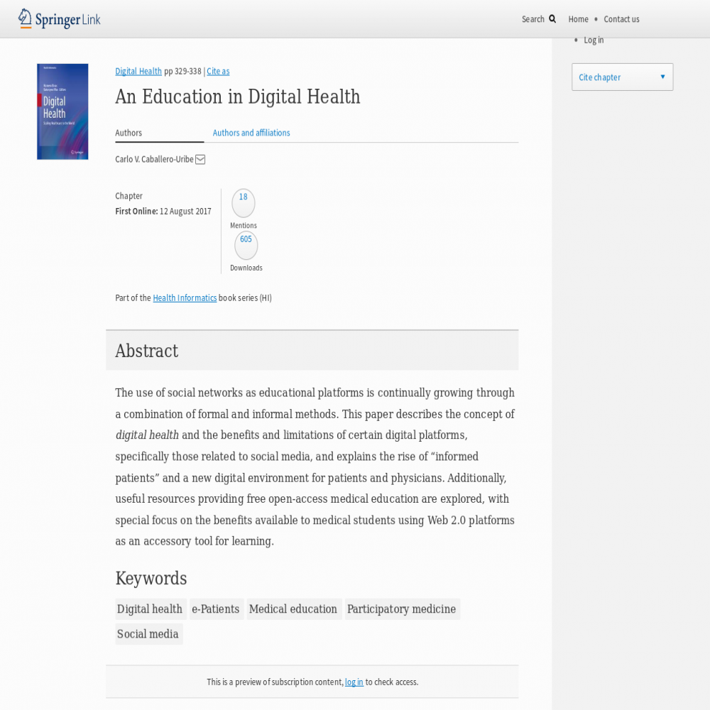 A healthcare social media research article published in Digital Health, 