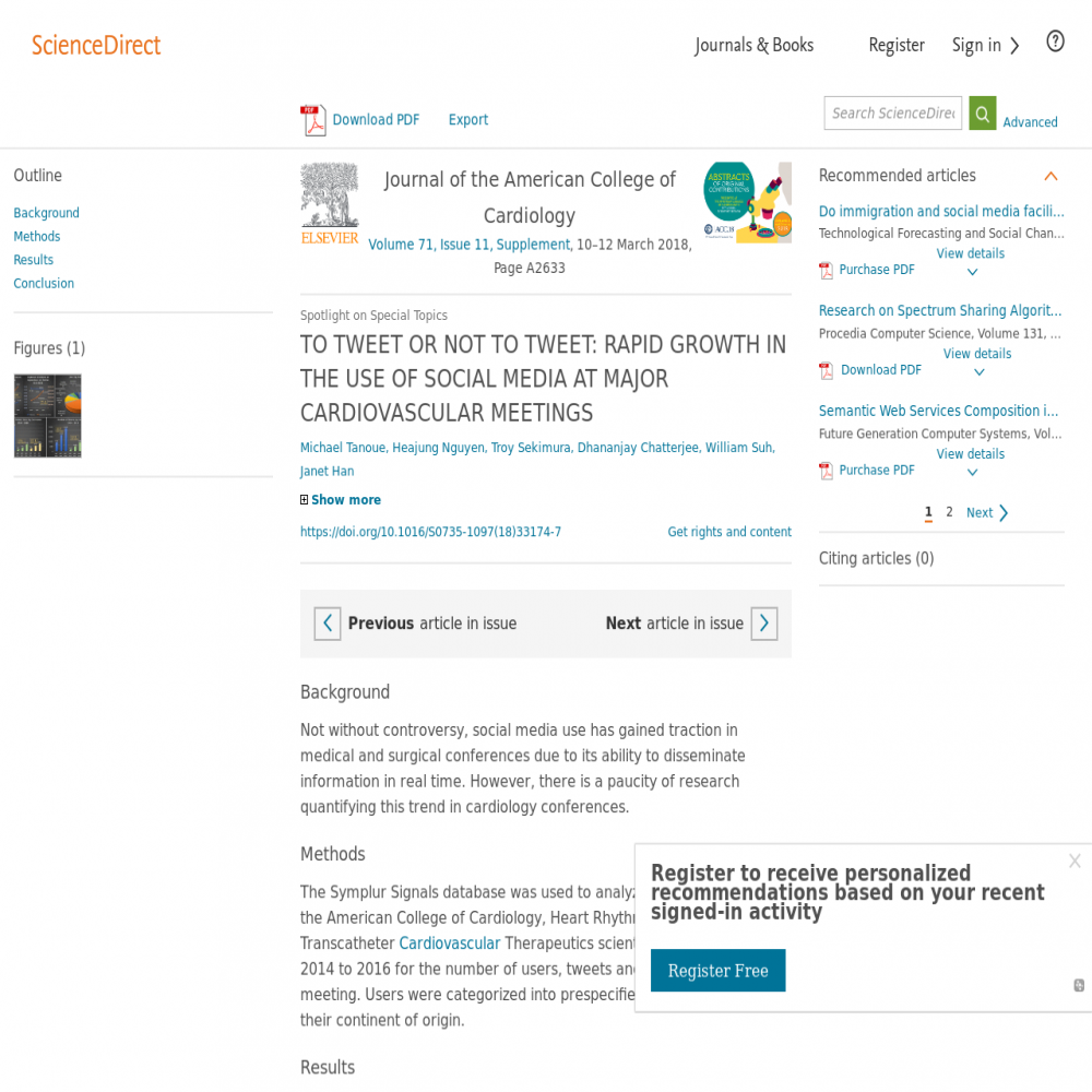 A healthcare social media research article published in JACC, February 28, 2018