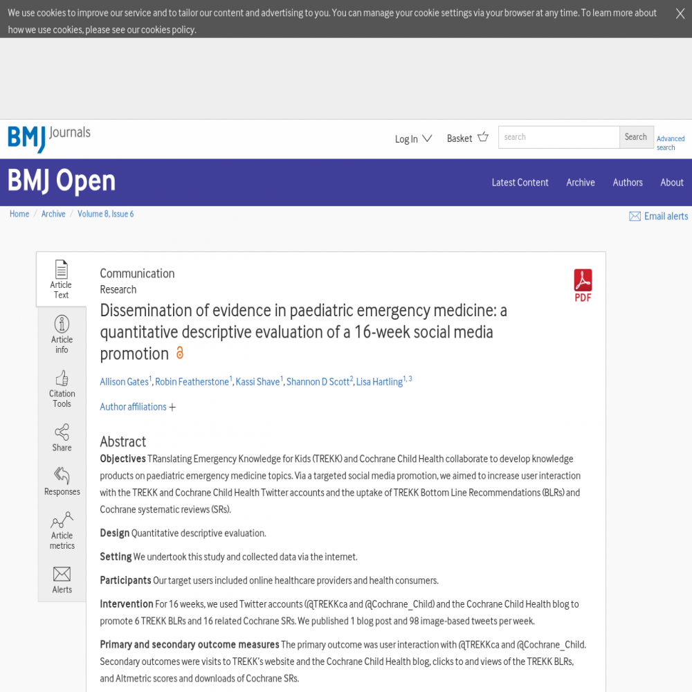 A healthcare social media research article published in BMJ Open, June 5, 2018