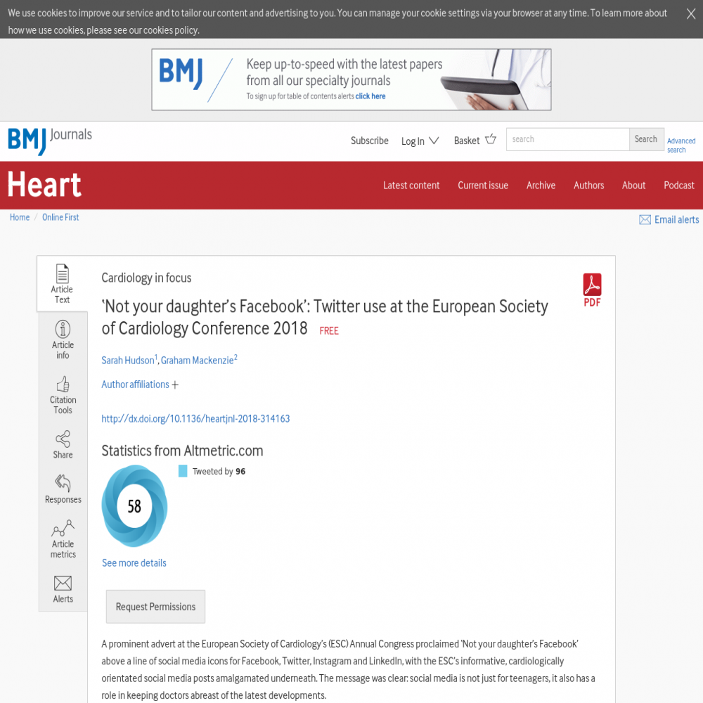 A healthcare social media research article published in Heart, October 16, 2018