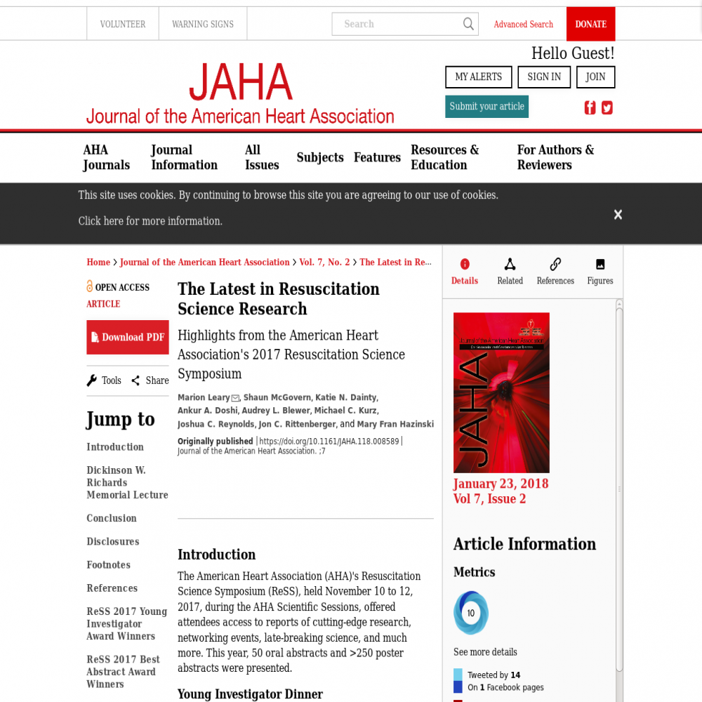 A healthcare social media research article published in Journal of the American Heart Association Cardiovascular and Cerebrovascular Disease, January 22, 2018