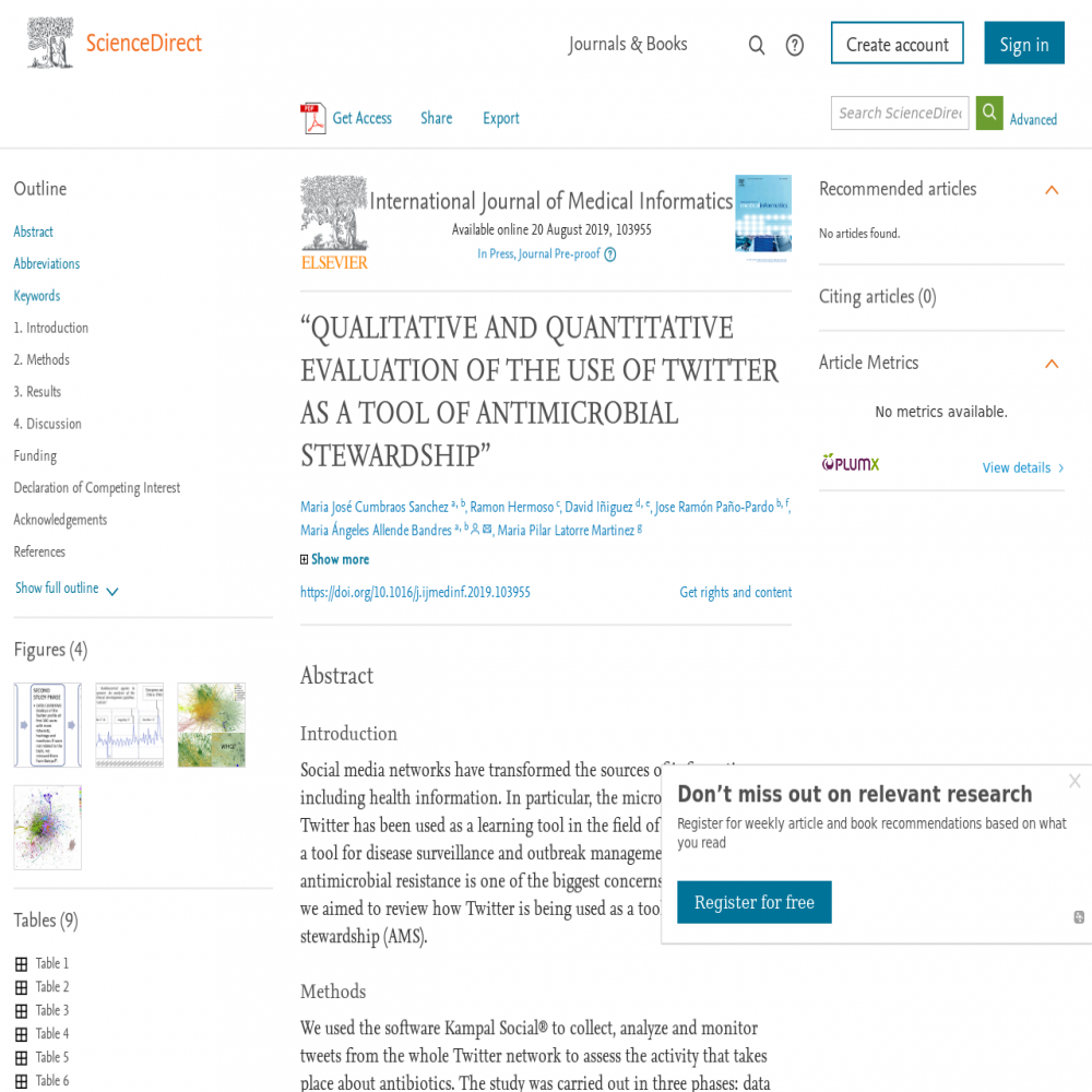 A healthcare social media research article published in International Journal of Medical Informatics, October 31, 2019
