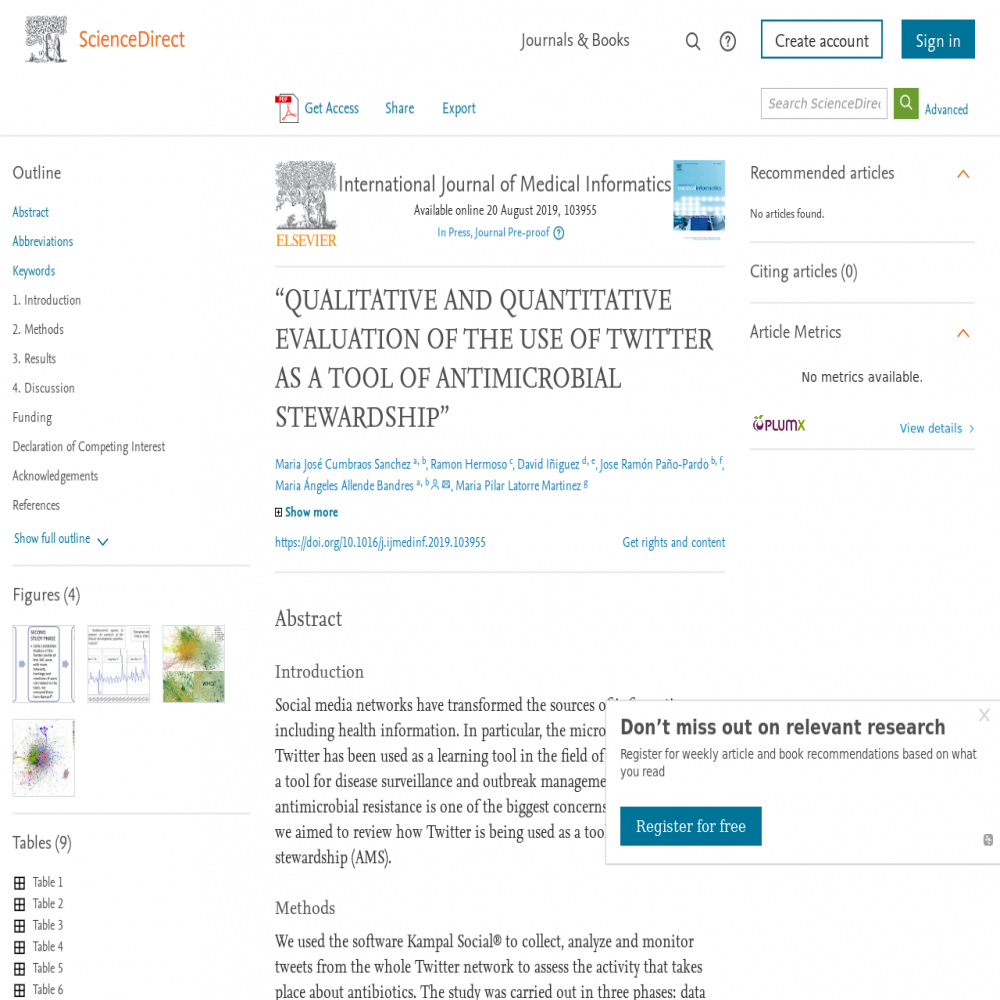 A healthcare social media research article published in International Journal of Medical Informatics, August 19, 2019