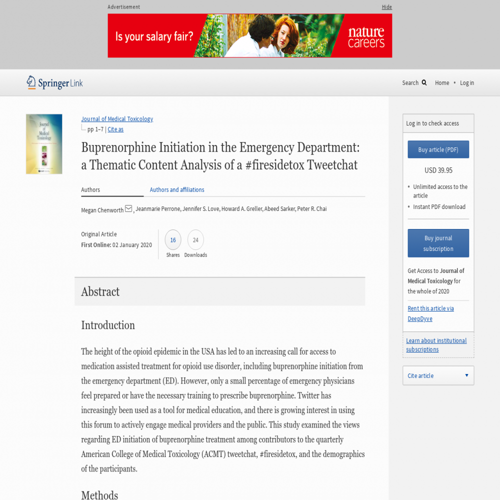 A healthcare social media research article published in Journal of Medical Toxicology, January 1, 2020