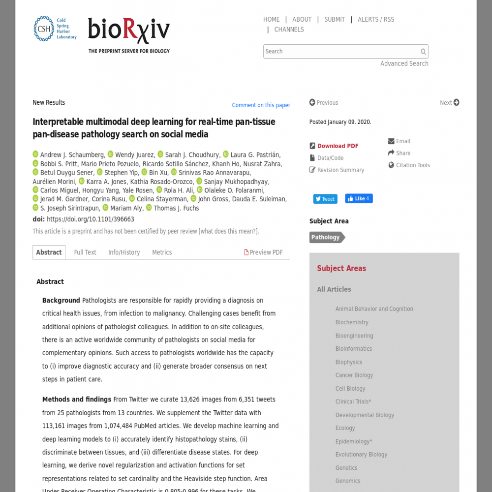 A healthcare social media research article published in bioRxiv, 