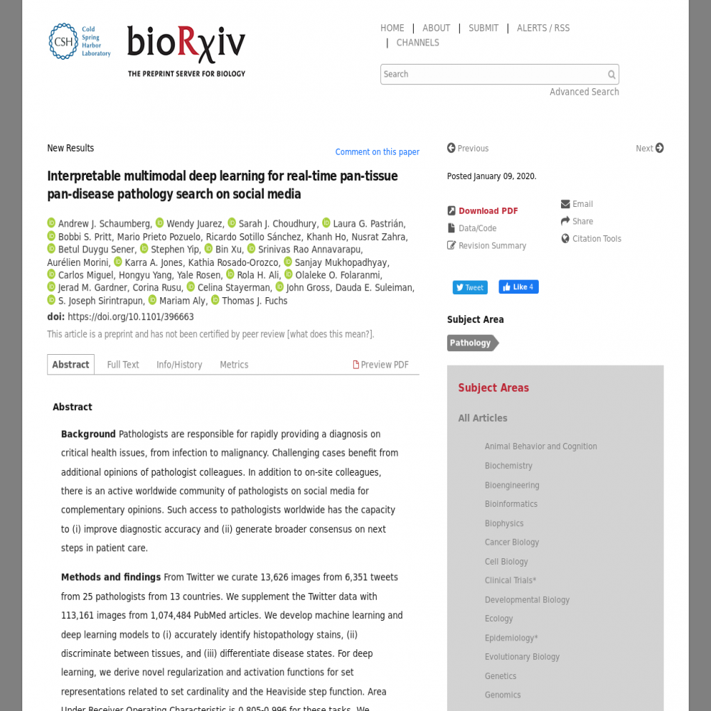 A healthcare social media research article published in bioRxiv, August 20, 2018