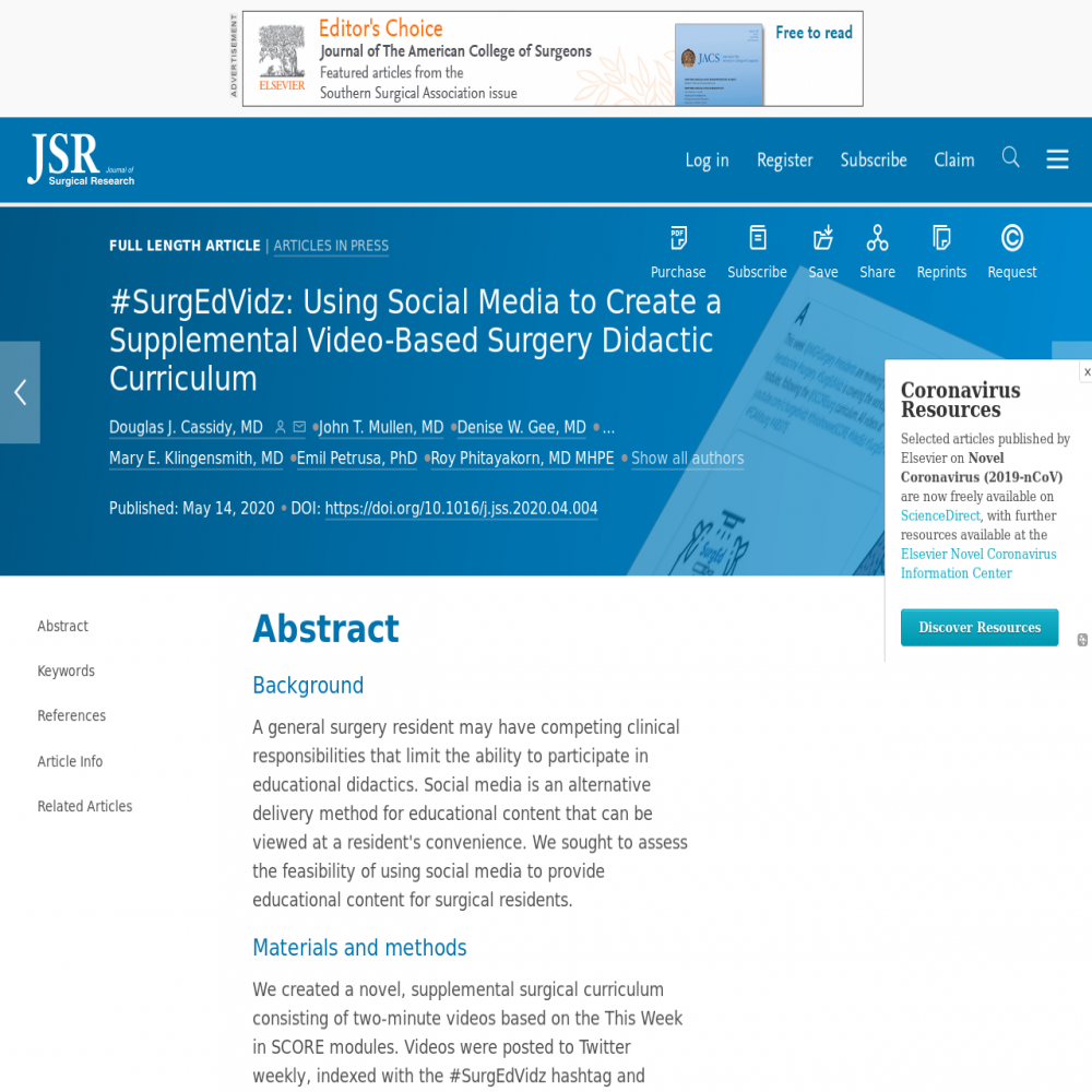 Journal Of Surgical Research Archives Symplur