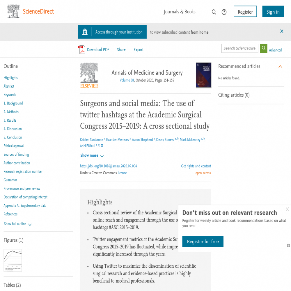 A healthcare social media research article published in Annals of Medicine and Surgery, September 30, 2020