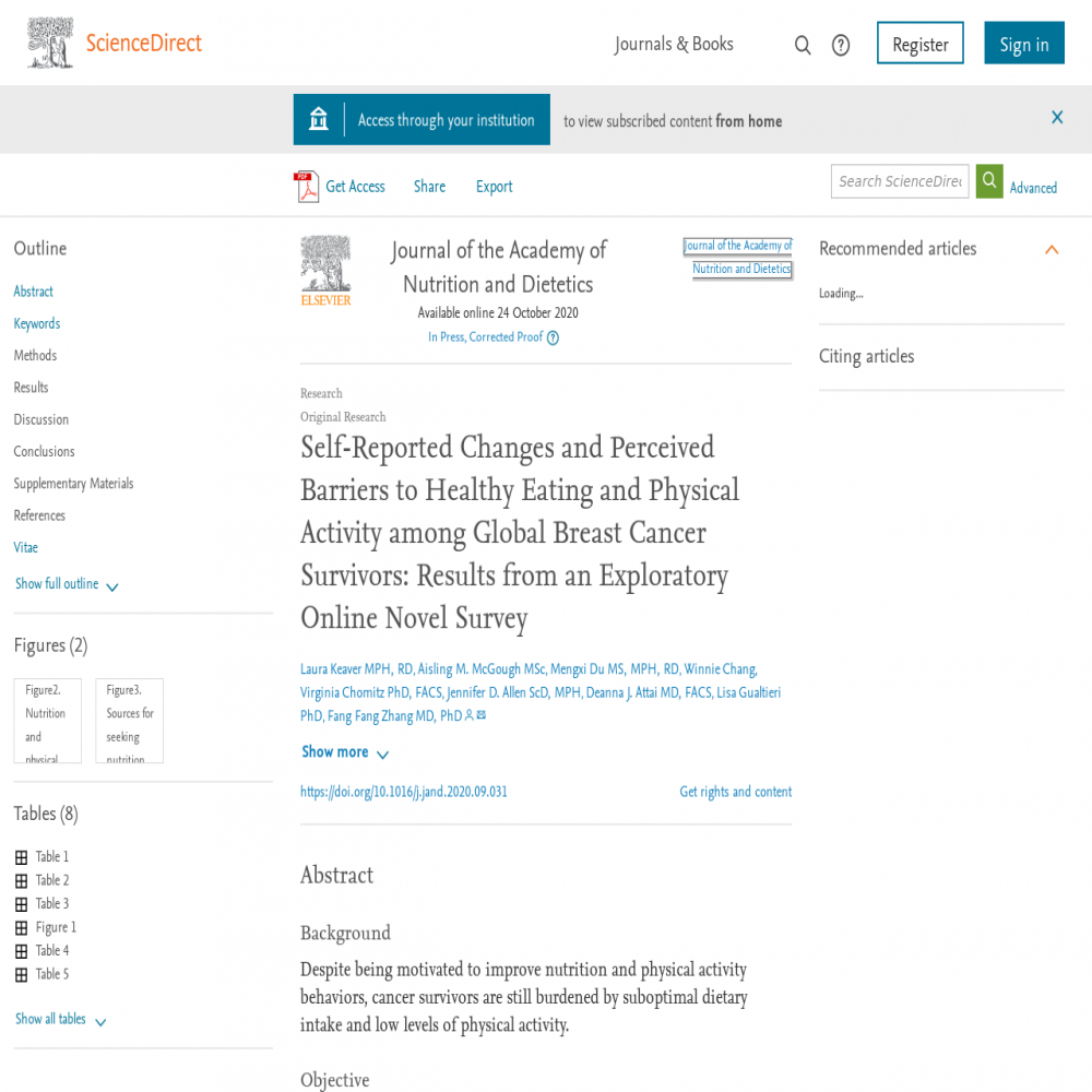 A healthcare social media research article published in Journal of the Academy of Nutrition and Dietetics, January 31, 2021
