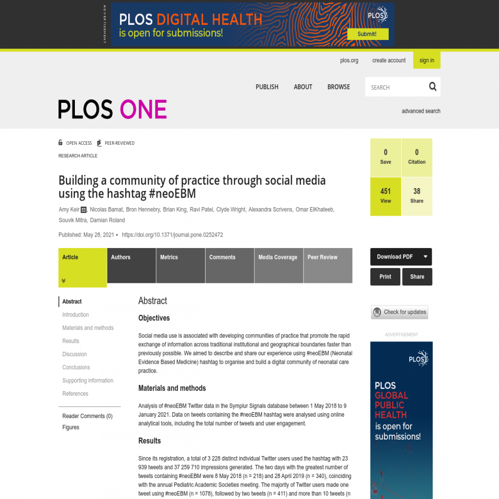 A healthcare social media research article published in PLoS ONE, May 27, 2021