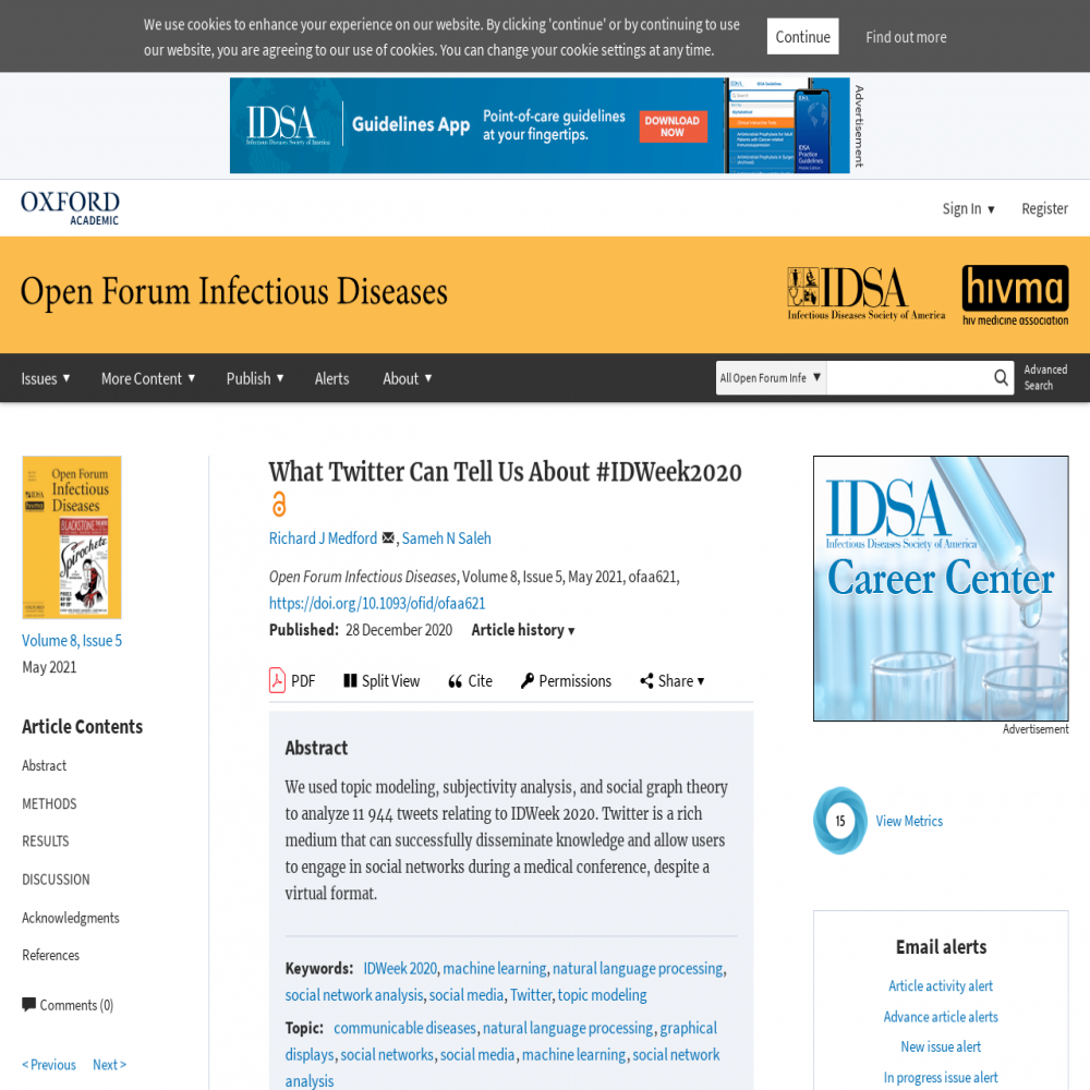 A healthcare social media research article published in Open Forum Infectious Diseases, December 27, 2020