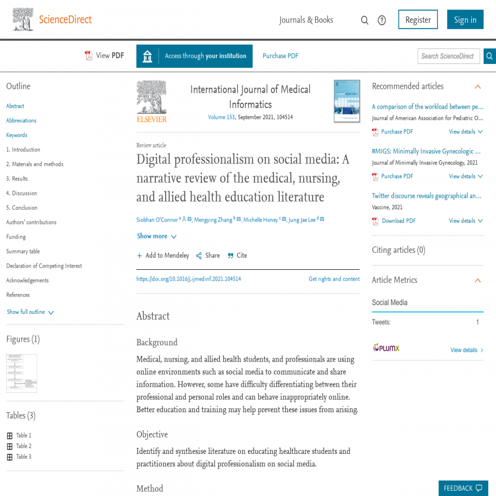 A healthcare social media research article published in International Journal of Medical Informatics, June 15, 2021