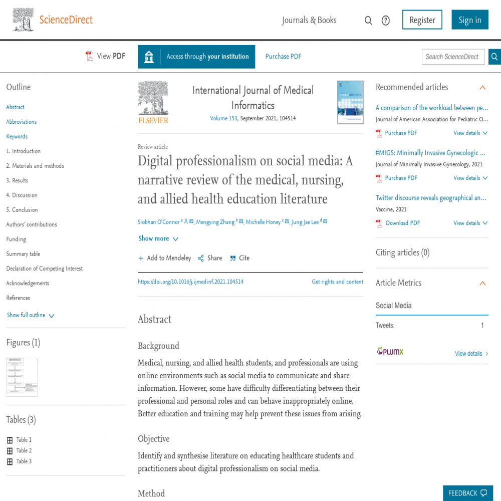 A healthcare social media research article published in International Journal of Medical Informatics, June 14, 2021