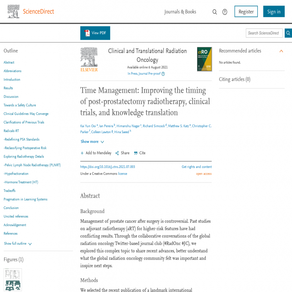 A healthcare social media research article published in Clinical and Translational Radiation Oncology, August 5, 2021