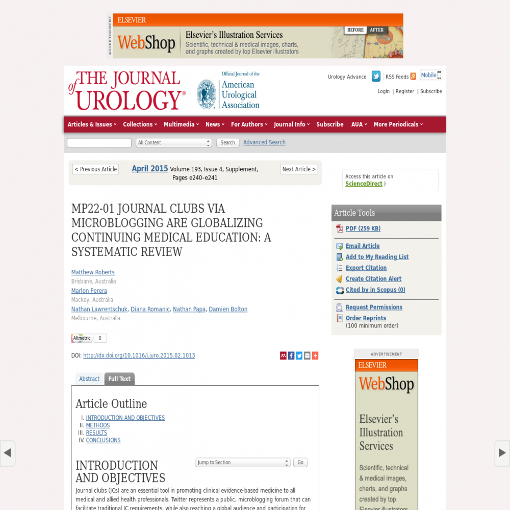 A healthcare social media research article published in The Journal of Urology, 2015