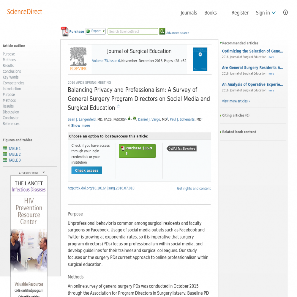 A healthcare social media research article published in Journal of Surgical Education, August 11, 2016