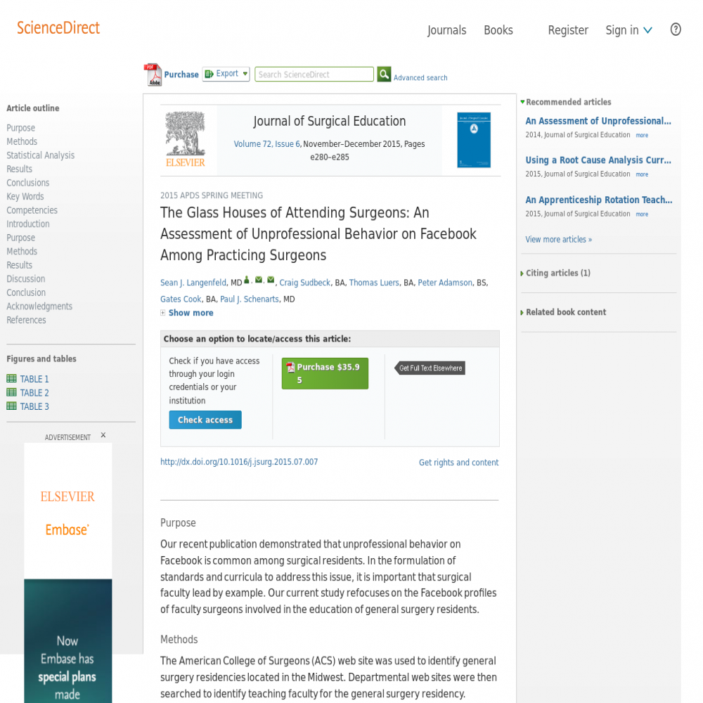 A healthcare social media research article published in Journal of Surgical Education, October 31, 2015