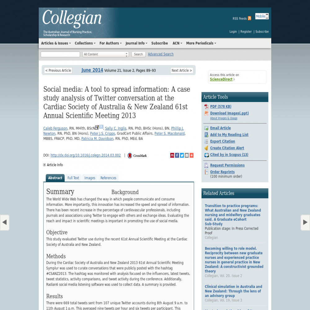 A healthcare social media research article published in Australia., May 31, 2014