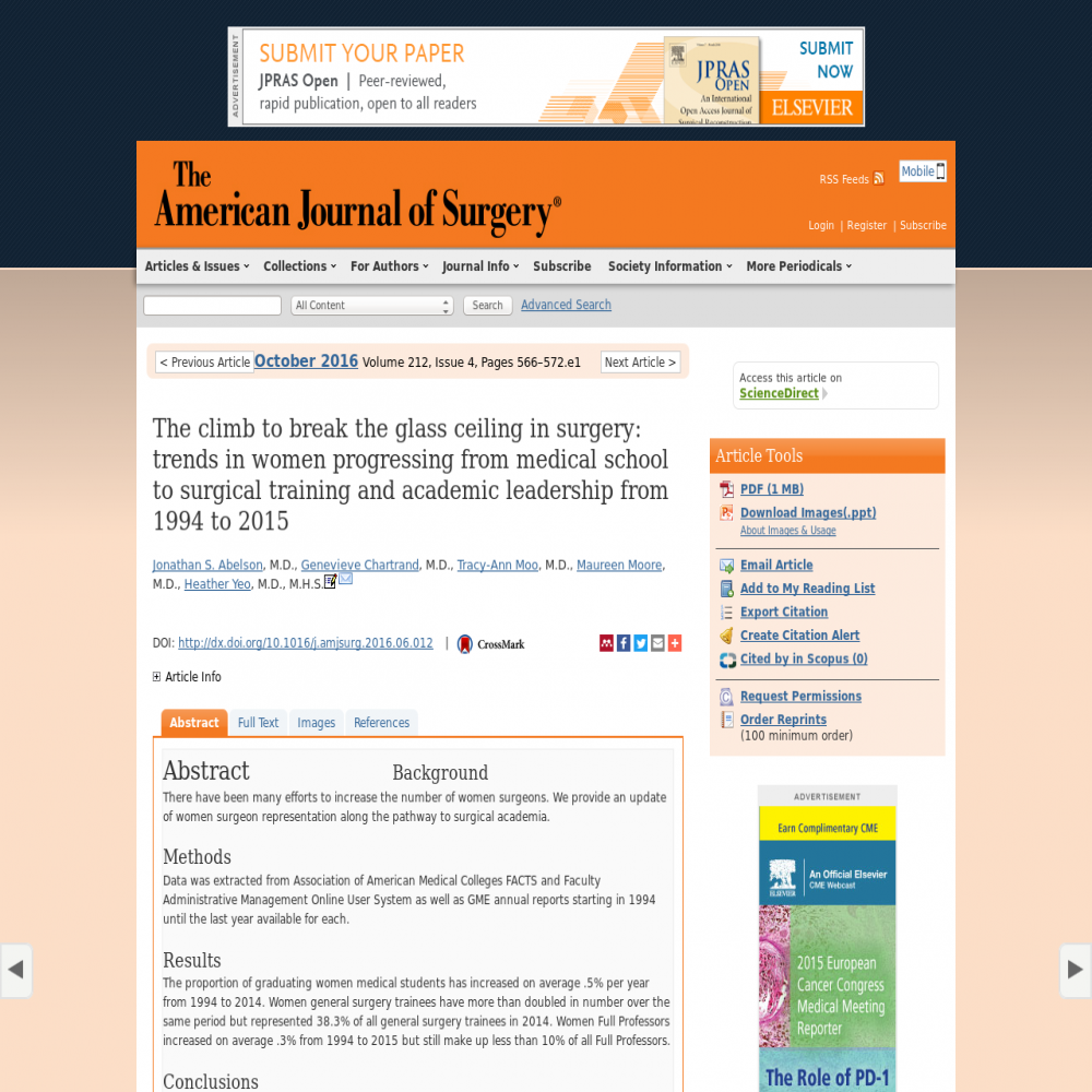 A healthcare social media research article published in American Journal of Surgery, September 30, 2016