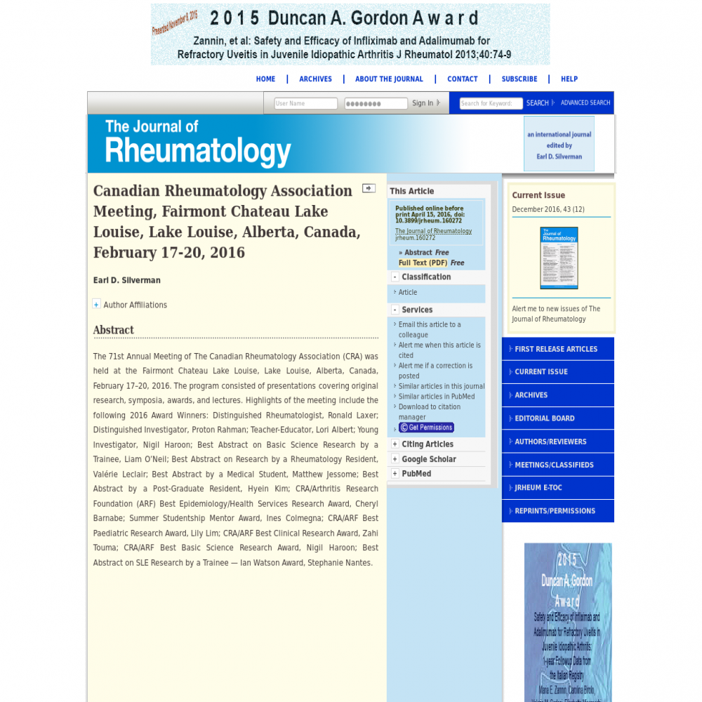 A healthcare social media research article published in The Journal of Rheumatology, 2016