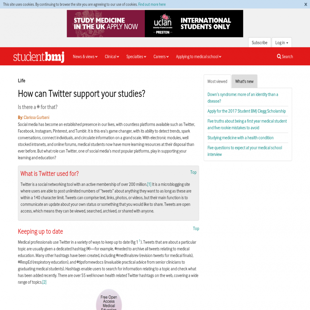 A healthcare social media research article published in Student BMJ, 2014
