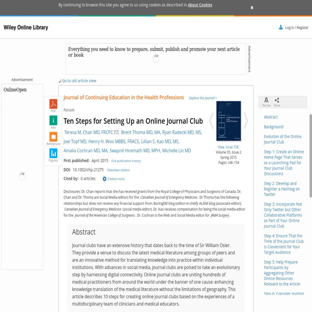 A healthcare social media research article published in The Journal of Continuing Education for Health Professionals, December 31, 2014