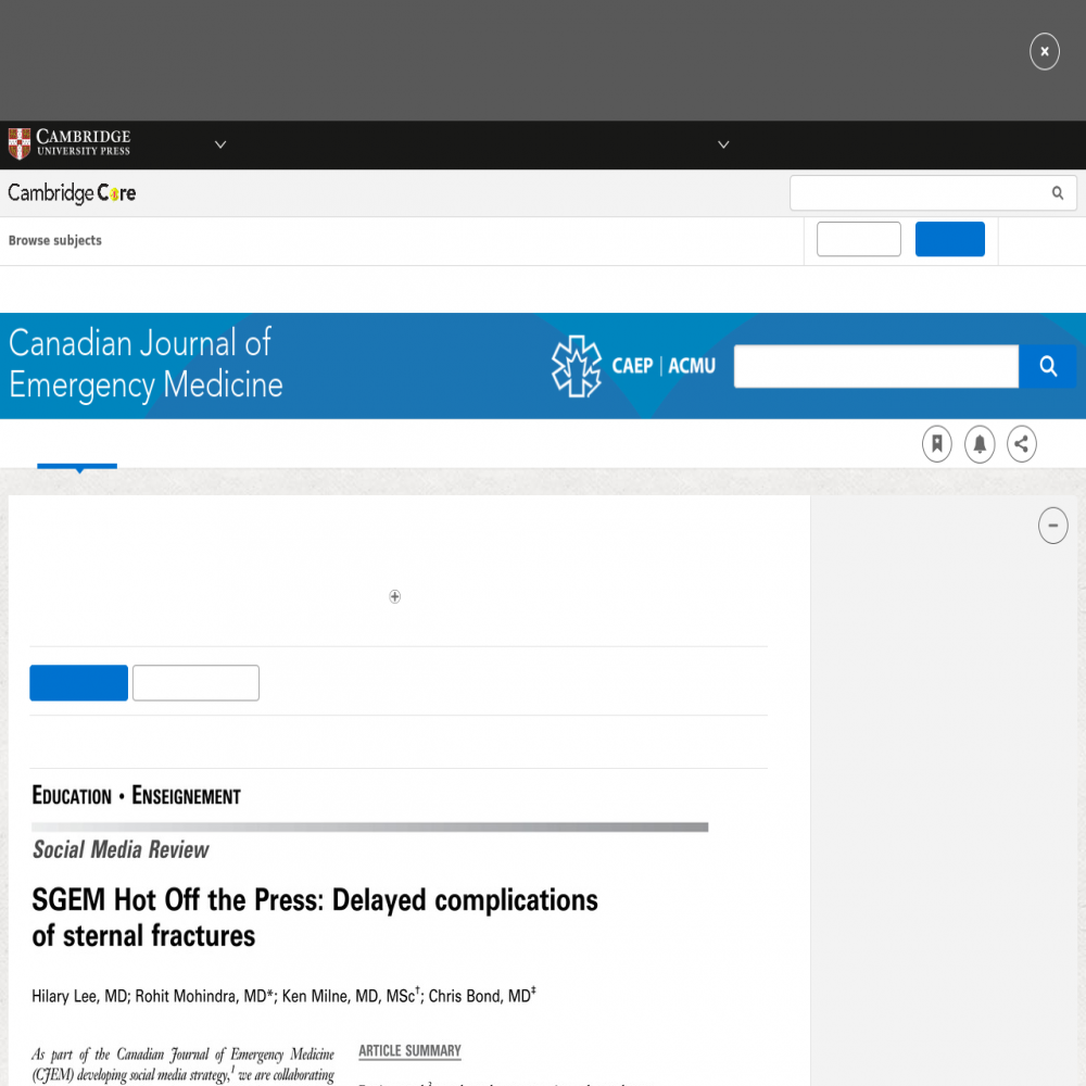 A healthcare social media research article published in CJEM: Canadian Journal of Emergency Medicine, August 23, 2017