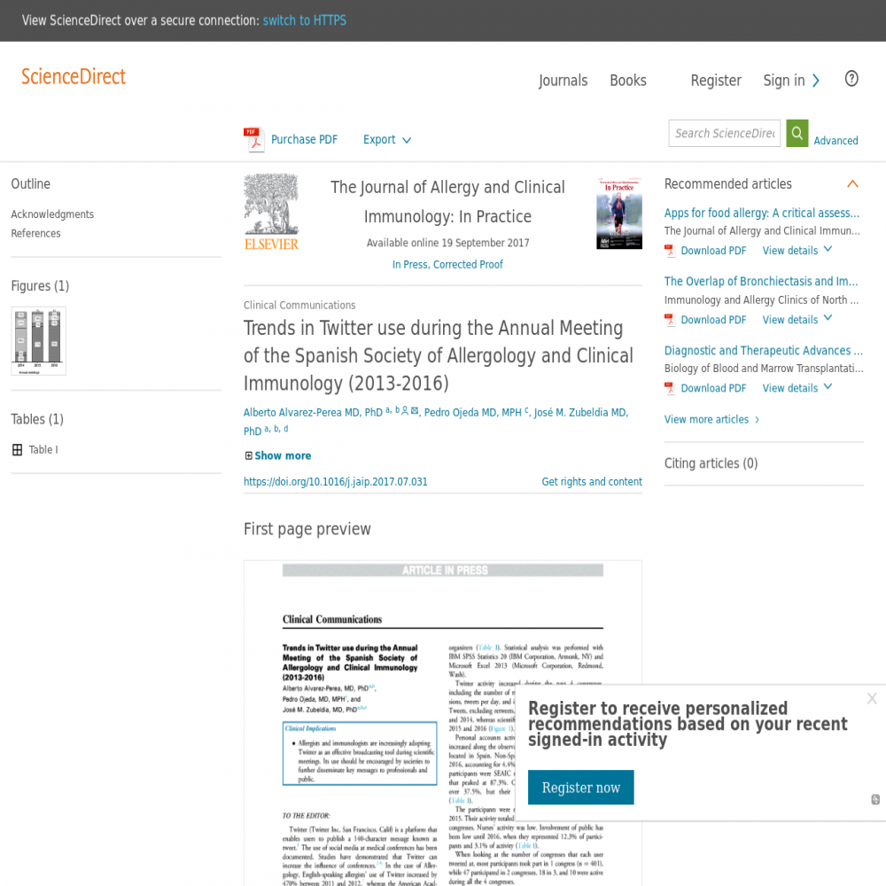 A healthcare social media research article published in The Journal of Allergy and Clinical Immunology: In Practice, December 31, 2017