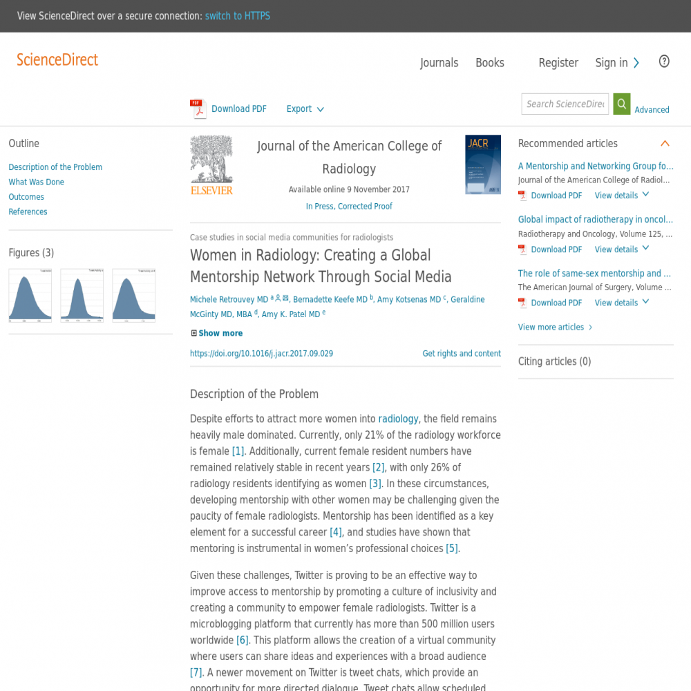 A healthcare social media research article published in Journal of the American College of Radiology, November 9, 2017