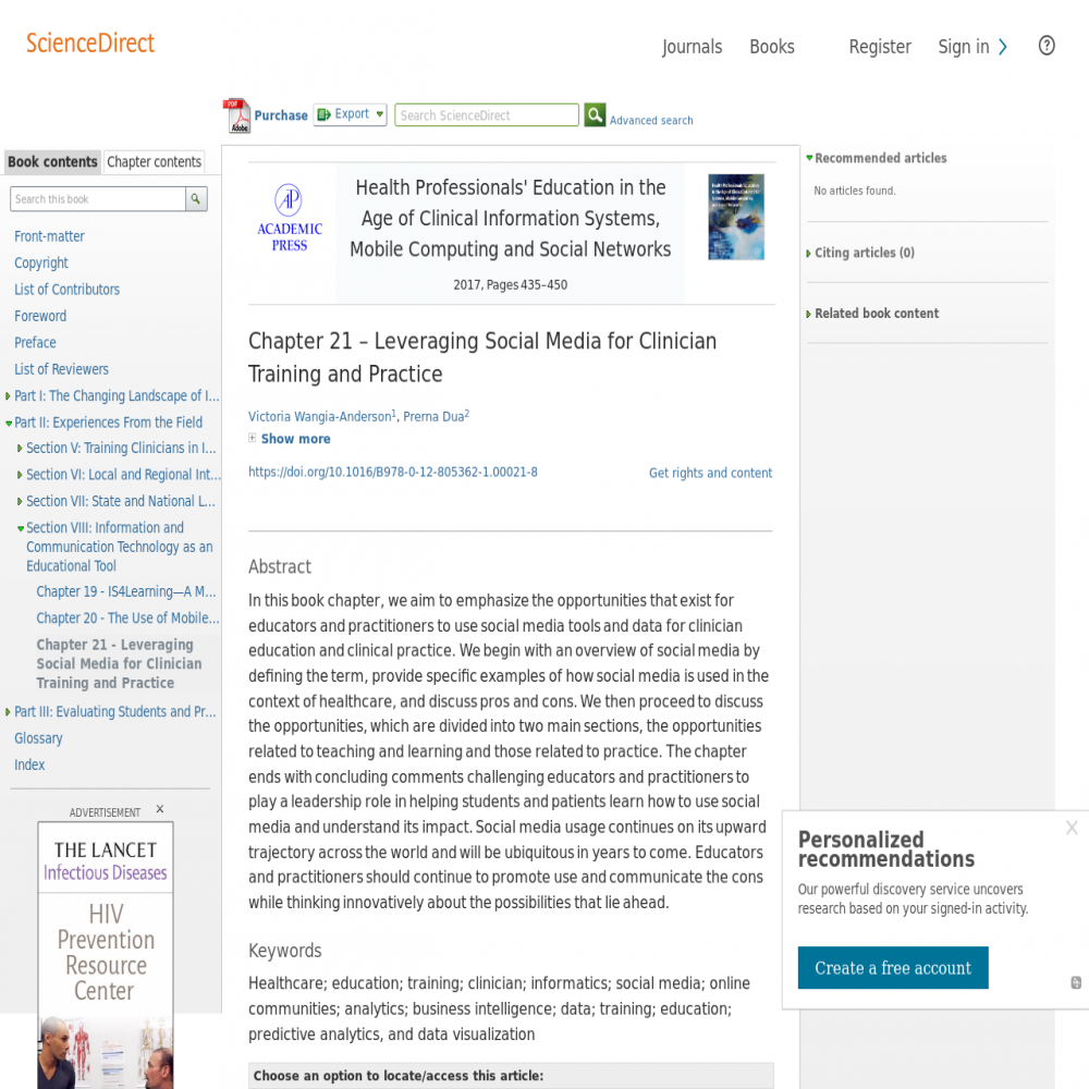 A healthcare social media research article published in Health Professionals' Education in the Age of Clinical Information Systems, December 31, 2016